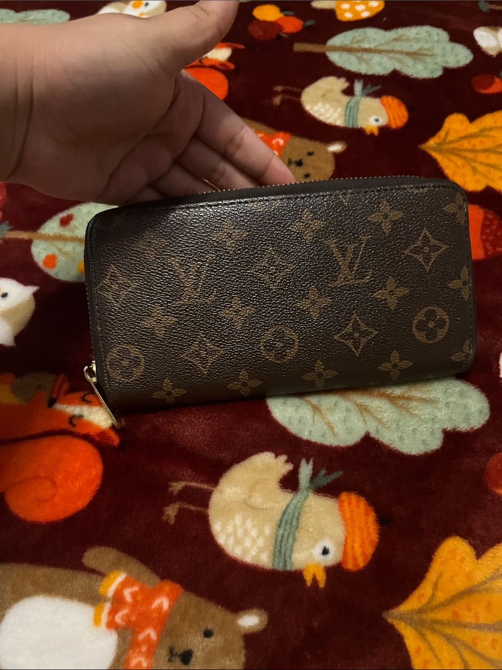 Louis Vuitton Monogram Canvas Zip Around Wallet in Brown